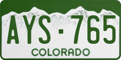 CO license plate AYS765