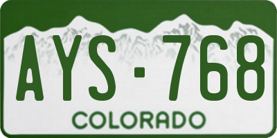 CO license plate AYS768