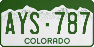 CO license plate AYS787