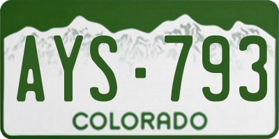 CO license plate AYS793