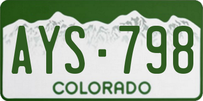 CO license plate AYS798