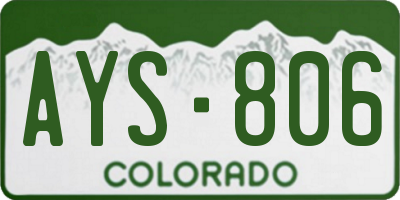CO license plate AYS806
