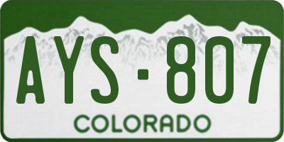 CO license plate AYS807