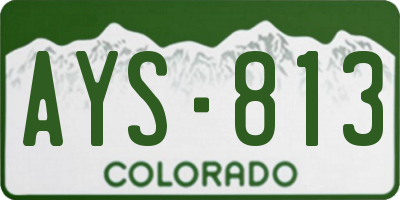 CO license plate AYS813
