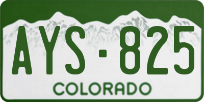 CO license plate AYS825