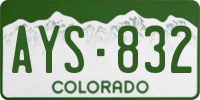 CO license plate AYS832