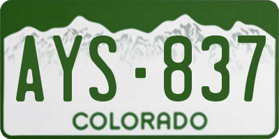 CO license plate AYS837