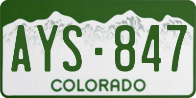 CO license plate AYS847