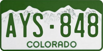 CO license plate AYS848