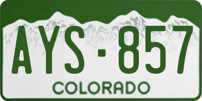 CO license plate AYS857