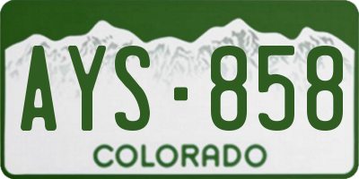 CO license plate AYS858