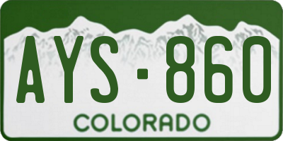 CO license plate AYS860