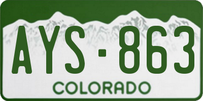 CO license plate AYS863