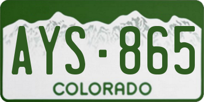 CO license plate AYS865