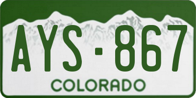 CO license plate AYS867