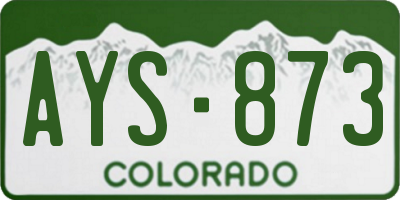 CO license plate AYS873