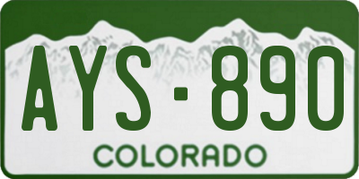 CO license plate AYS890