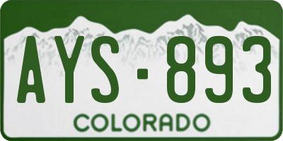 CO license plate AYS893