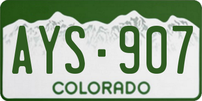 CO license plate AYS907