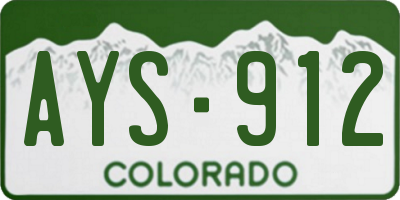 CO license plate AYS912