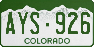 CO license plate AYS926