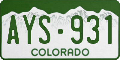 CO license plate AYS931