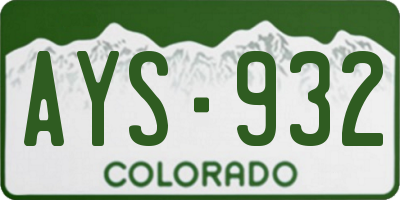 CO license plate AYS932