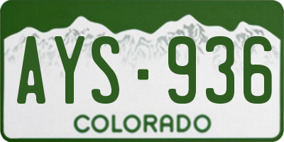 CO license plate AYS936