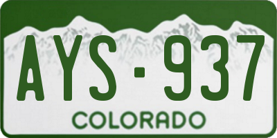 CO license plate AYS937