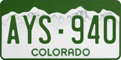 CO license plate AYS940