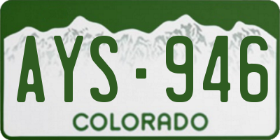 CO license plate AYS946