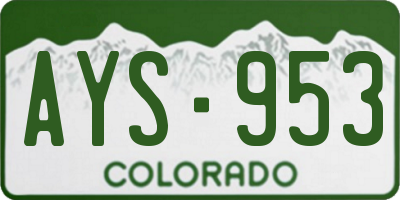 CO license plate AYS953