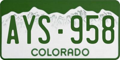 CO license plate AYS958