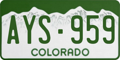CO license plate AYS959