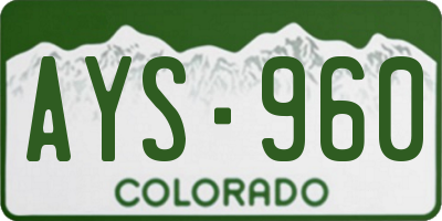CO license plate AYS960