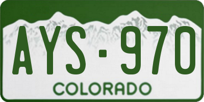 CO license plate AYS970