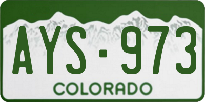 CO license plate AYS973