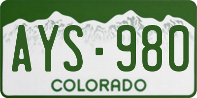 CO license plate AYS980