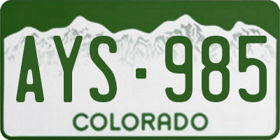 CO license plate AYS985