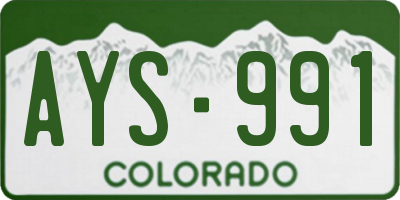 CO license plate AYS991