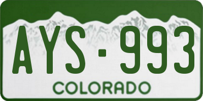 CO license plate AYS993
