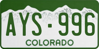 CO license plate AYS996
