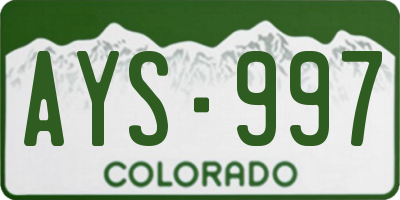 CO license plate AYS997