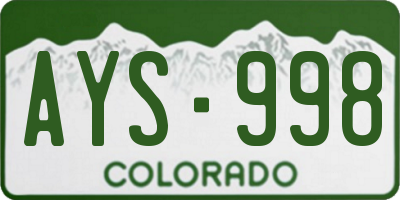 CO license plate AYS998