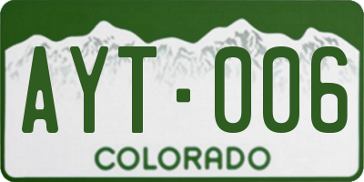 CO license plate AYT006