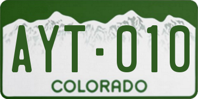 CO license plate AYT010
