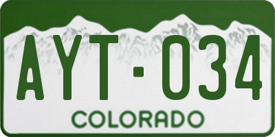 CO license plate AYT034