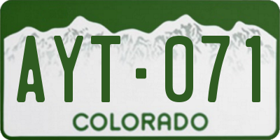 CO license plate AYT071