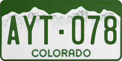 CO license plate AYT078