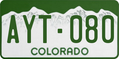 CO license plate AYT080